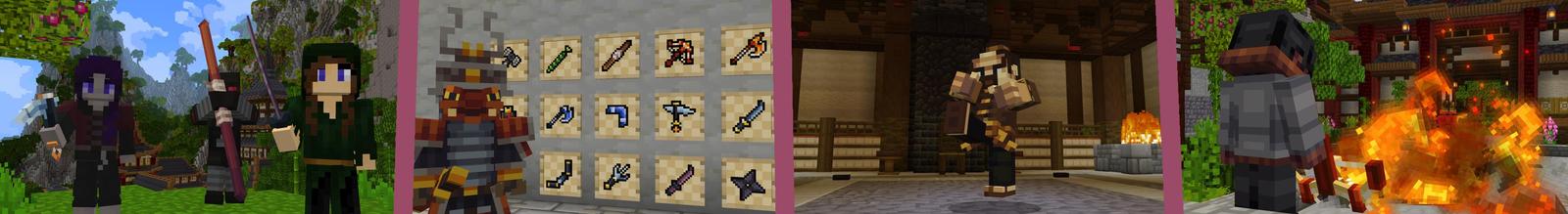 Panorama of the Minecraft Bedrock Marketplace product Ninja Weapons created by Cubed Creations.