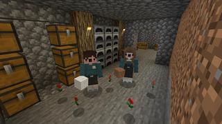 Screenshot of the Minecraft Bedrock Marketplace product Noob vs Pro Underground Base created by Cubed Creations.
