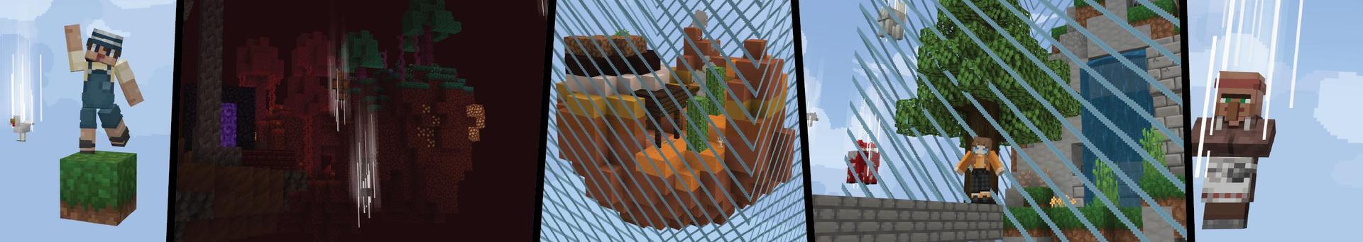 Panorama of the Minecraft Bedrock Marketplace product One Block: Raining Mobs created by Cubed Creations.