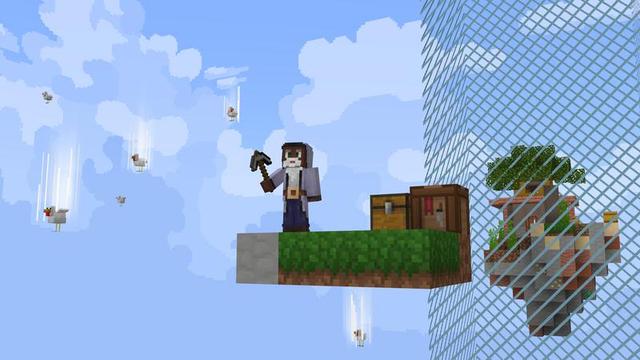 Screenshot of the Minecraft Bedrock Marketplace product One Block: Raining Mobs created by Cubed Creations.