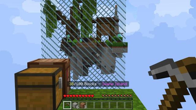 Screenshot of the Minecraft Bedrock Marketplace product One Block: Raining Mobs created by Cubed Creations.