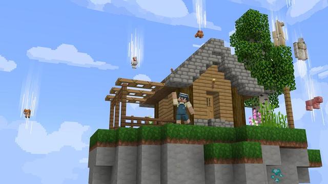 Screenshot of the Minecraft Bedrock Marketplace product One Block: Raining Mobs created by Cubed Creations.