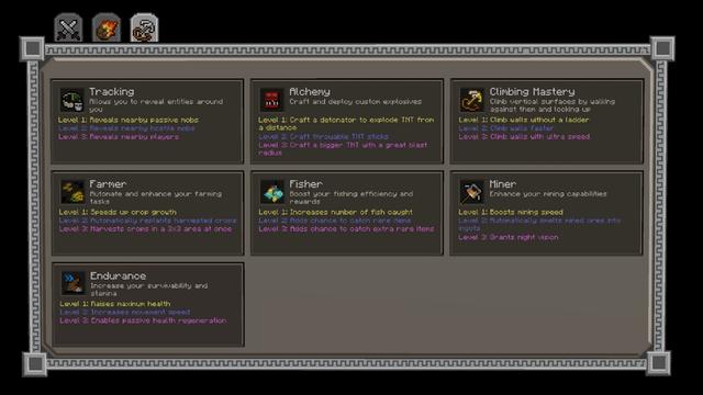 Screenshot of the Minecraft Bedrock Marketplace product Player Skills Pro Add-On created by Cubed Creations.