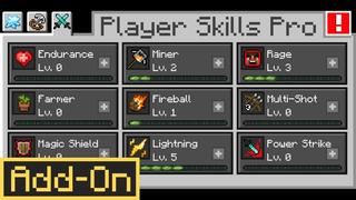 Thumbnail of the Minecraft Bedrock Marketplace product Player Skills Pro Add-On created by Cubed Creations.