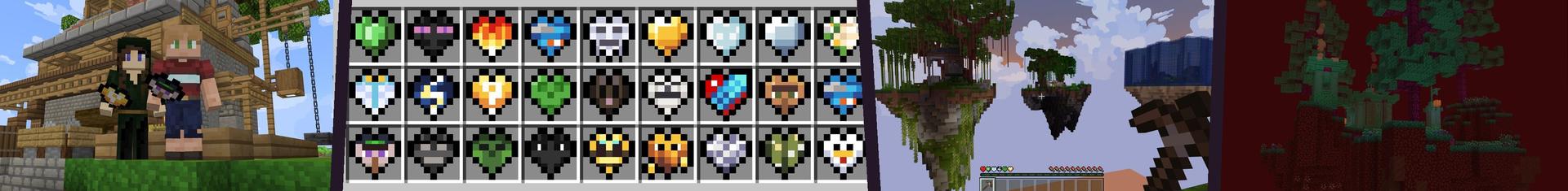 Panorama of the Minecraft Bedrock Marketplace product Skyblock Custom Hearts created by Cubed Creations.