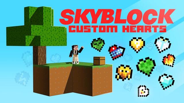 Thumbnail of the Minecraft Bedrock Marketplace product Skyblock Custom Hearts created by Cubed Creations.