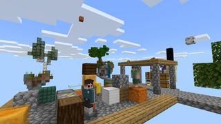 Screenshot of the Minecraft Bedrock Marketplace product Skyblock Falling Blocks created by Cubed Creations.