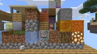 Screenshot of the Minecraft Bedrock Marketplace product Skyblock Falling Blocks created by Cubed Creations.