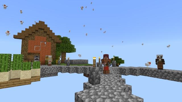 Screenshot of the Minecraft Bedrock Marketplace product Skyblock: Raining Mobs created by Cubed Creations.