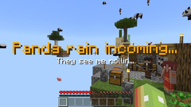 Screenshot of the Minecraft Bedrock Marketplace product Skyblock: Raining Mobs created by Cubed Creations.