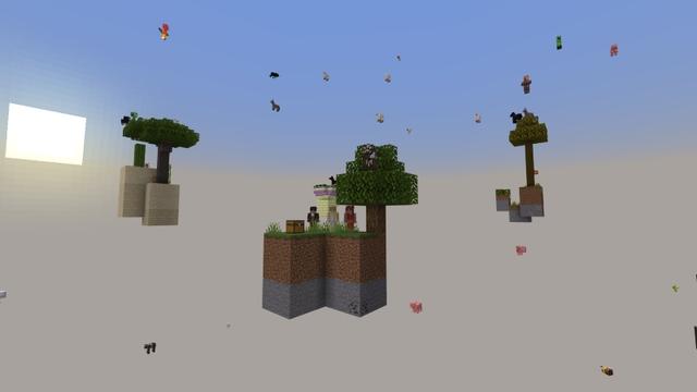Screenshot of the Minecraft Bedrock Marketplace product Skyblock: Raining Mobs created by Cubed Creations.