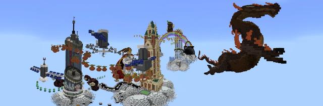 Panorama of the Minecraft Bedrock Marketplace product Skycity: PvP Parkour Race created by Cubed Creations.