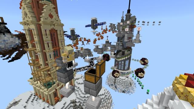 Screenshot of the Minecraft Bedrock Marketplace product Skycity: PvP Parkour Race created by Cubed Creations.