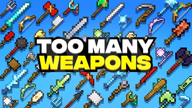 Thumbnail of the Minecraft Bedrock Marketplace product Too Many Weapons created by Cubed Creations.