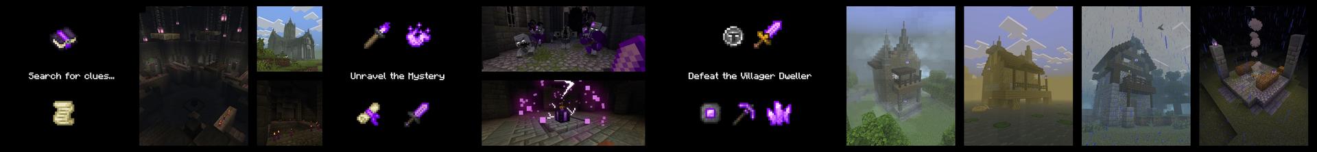 Panorama of the Minecraft Bedrock Marketplace product VILLAGER DWELLER Add-On created by Cubed Creations.