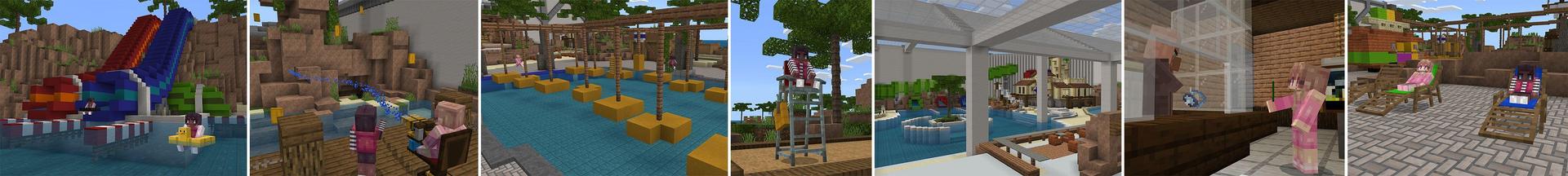 Panorama of the Minecraft Bedrock Marketplace product Water Park (Pirates Island) created by Cubed Creations.