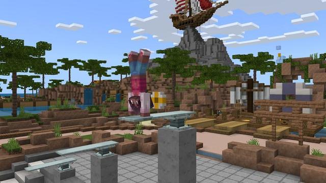 Screenshot of the Minecraft Bedrock Marketplace product Water Park (Pirates Island) created by Cubed Creations.