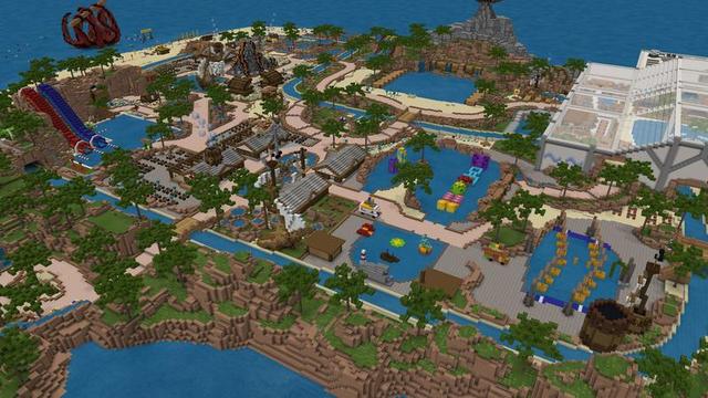 Screenshot of the Minecraft Bedrock Marketplace product Water Park (Pirates Island) created by Cubed Creations.