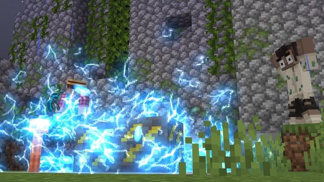 Screenshot of the Minecraft Bedrock Marketplace product Weapons Fusion Add-On created by Cubed Creations.