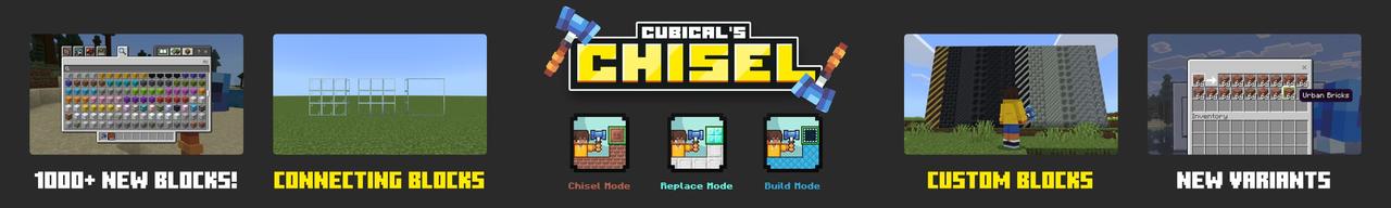 Panorama of the Minecraft Bedrock Marketplace product Cubical's Chisel Add-On created by Cubical.