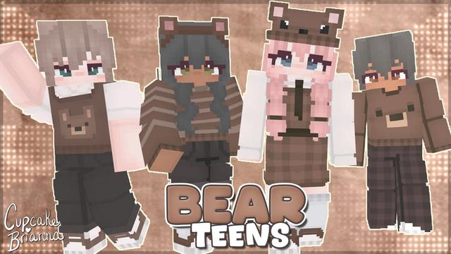 Thumbnail of the Minecraft Bedrock Marketplace product Bear Teens HD Skin Pack created by CupcakeBrianna.