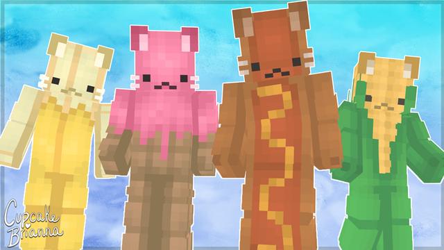 Thumbnail of the Minecraft Bedrock Marketplace product Food Cats Skin Pack created by CupcakeBrianna.