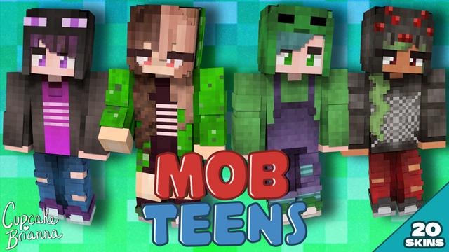 Thumbnail of the Minecraft Bedrock Marketplace product Mob Teens HD Skin Pack created by CupcakeBrianna.
