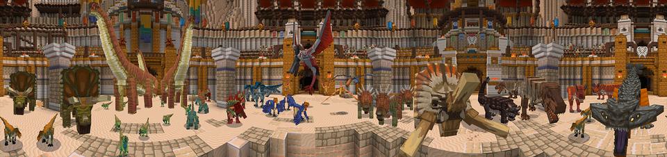 Panorama of the Minecraft Bedrock Marketplace product Dinosaur Arena created by Cyclone.