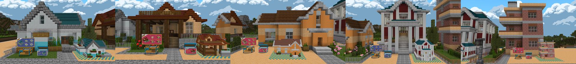 Panorama of the Minecraft Bedrock Marketplace product How to Build: Town created by Cyclone.