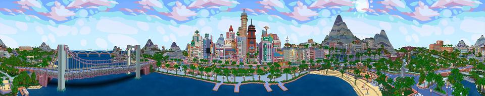 Panorama of the Minecraft Bedrock Marketplace product MOB CITY Mash-up created by Cyclone.
