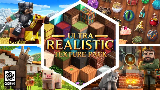 Thumbnail of the Minecraft Bedrock Marketplace product Ultra Realistic Texture Pack created by Cyclone.