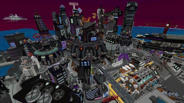 Screenshot of the Minecraft Bedrock Marketplace product Cyber City created by Cynosia.