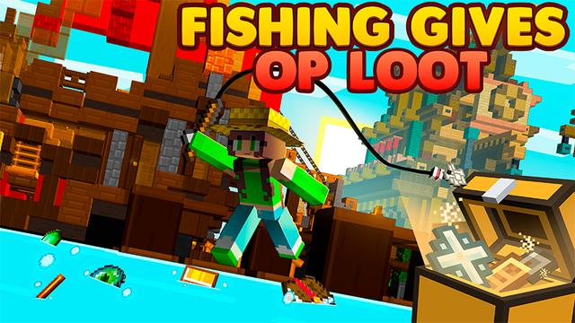 Thumbnail of the Minecraft Bedrock Marketplace product Fishing Gives OP Loot created by Cynosia.