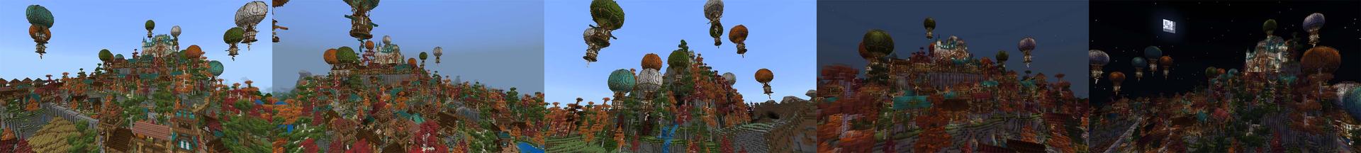 Panorama of the Minecraft Bedrock Marketplace product Hill Top Town created by Cynosia.
