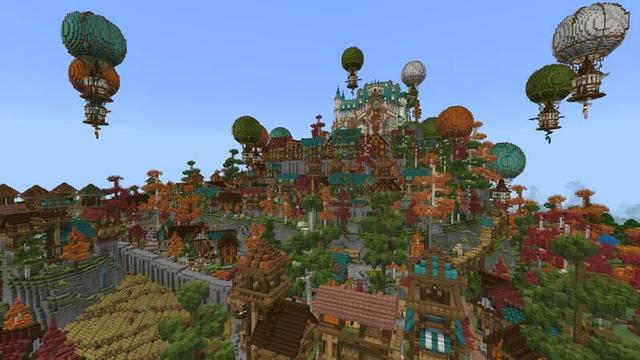 Screenshot of the Minecraft Bedrock Marketplace product Hill Top Town created by Cynosia.