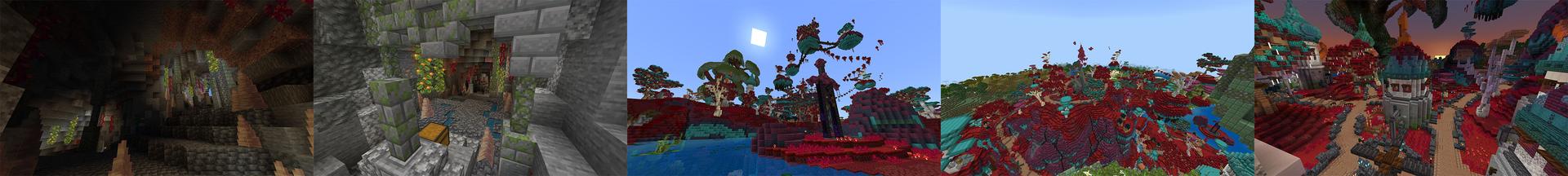 Panorama of the Minecraft Bedrock Marketplace product Infected Biome created by Cynosia.