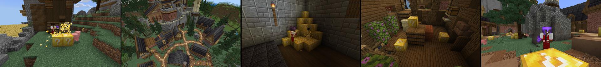 Panorama of the Minecraft Bedrock Marketplace product Lucky Blocks created by Cynosia.