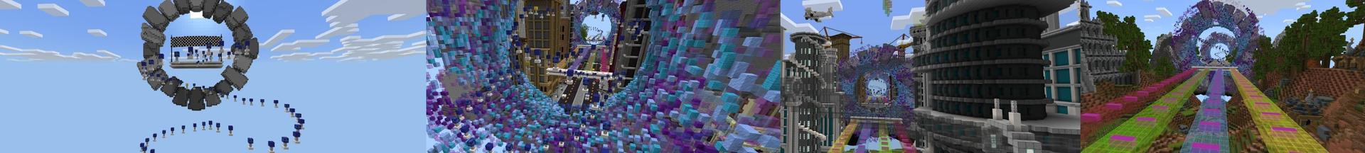 Panorama of the Minecraft Bedrock Marketplace product Mega Lucky Block Race created by Cynosia.