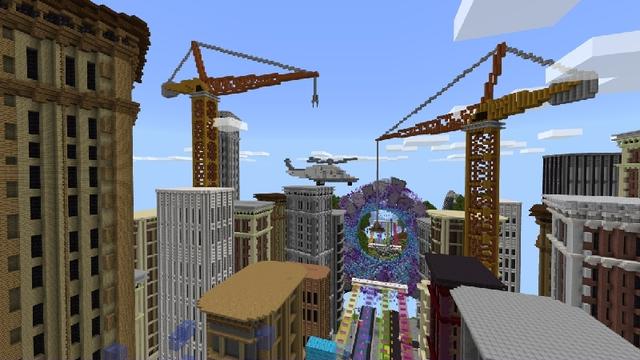Screenshot of the Minecraft Bedrock Marketplace product Mega Lucky Block Race created by Cynosia.