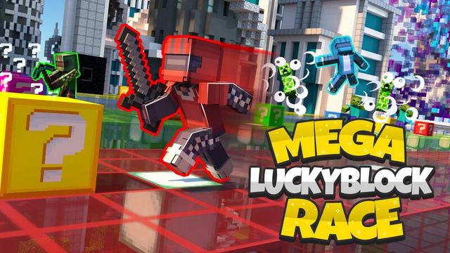 Thumbnail of the Minecraft Bedrock Marketplace product Mega Lucky Block Race created by Cynosia.