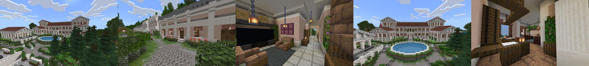 Panorama of the Minecraft Bedrock Marketplace product Millionaires Mansion Club created by Cynosia.
