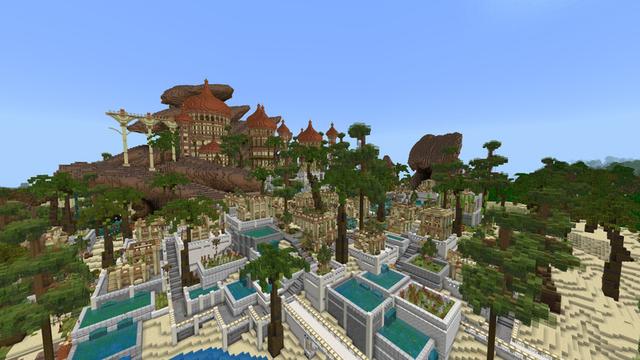 Screenshot of the Minecraft Bedrock Marketplace product Oasis Town created by Cynosia.