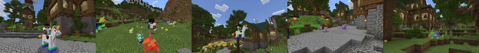 Panorama of the Minecraft Bedrock Marketplace product Rainbow Lucky Mobs created by Cynosia.