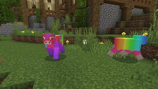 Screenshot of the Minecraft Bedrock Marketplace product Rainbow Lucky Mobs created by Cynosia.
