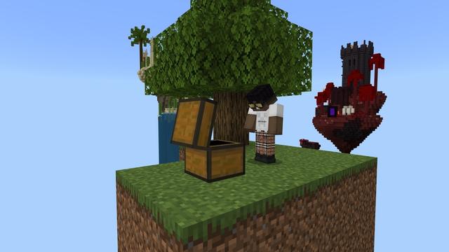 Screenshot of the Minecraft Bedrock Marketplace product Skyblock Raining Mobs created by Cynosia.