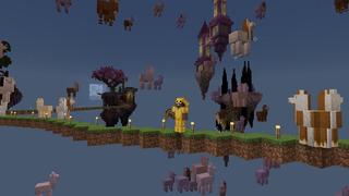 Screenshot of the Minecraft Bedrock Marketplace product Skyblock Raining Mobs created by Cynosia.