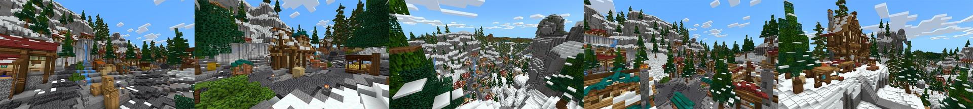 Panorama of the Minecraft Bedrock Marketplace product Snowy Valley created by Cynosia.
