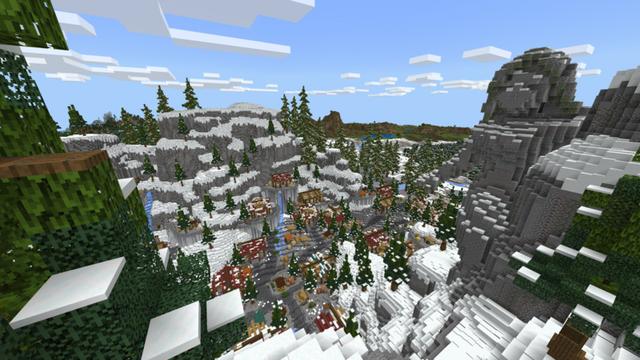 Screenshot of the Minecraft Bedrock Marketplace product Snowy Valley created by Cynosia.