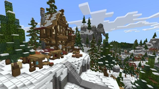 Screenshot of the Minecraft Bedrock Marketplace product Snowy Valley created by Cynosia.