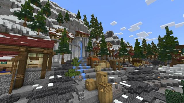 Screenshot of the Minecraft Bedrock Marketplace product Snowy Valley created by Cynosia.